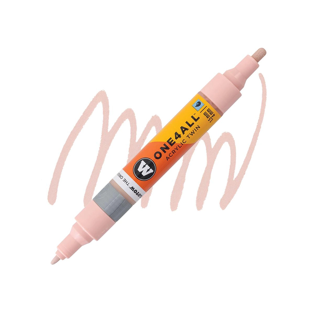 Molotow ONE4ALL Acryl Twin двустранен акрилен маркер, 1,5 + 4 мм, пудрено пастелен